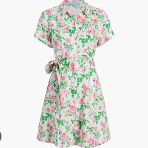 Hill House Laura Linen Shirt Dress in Pink Roses